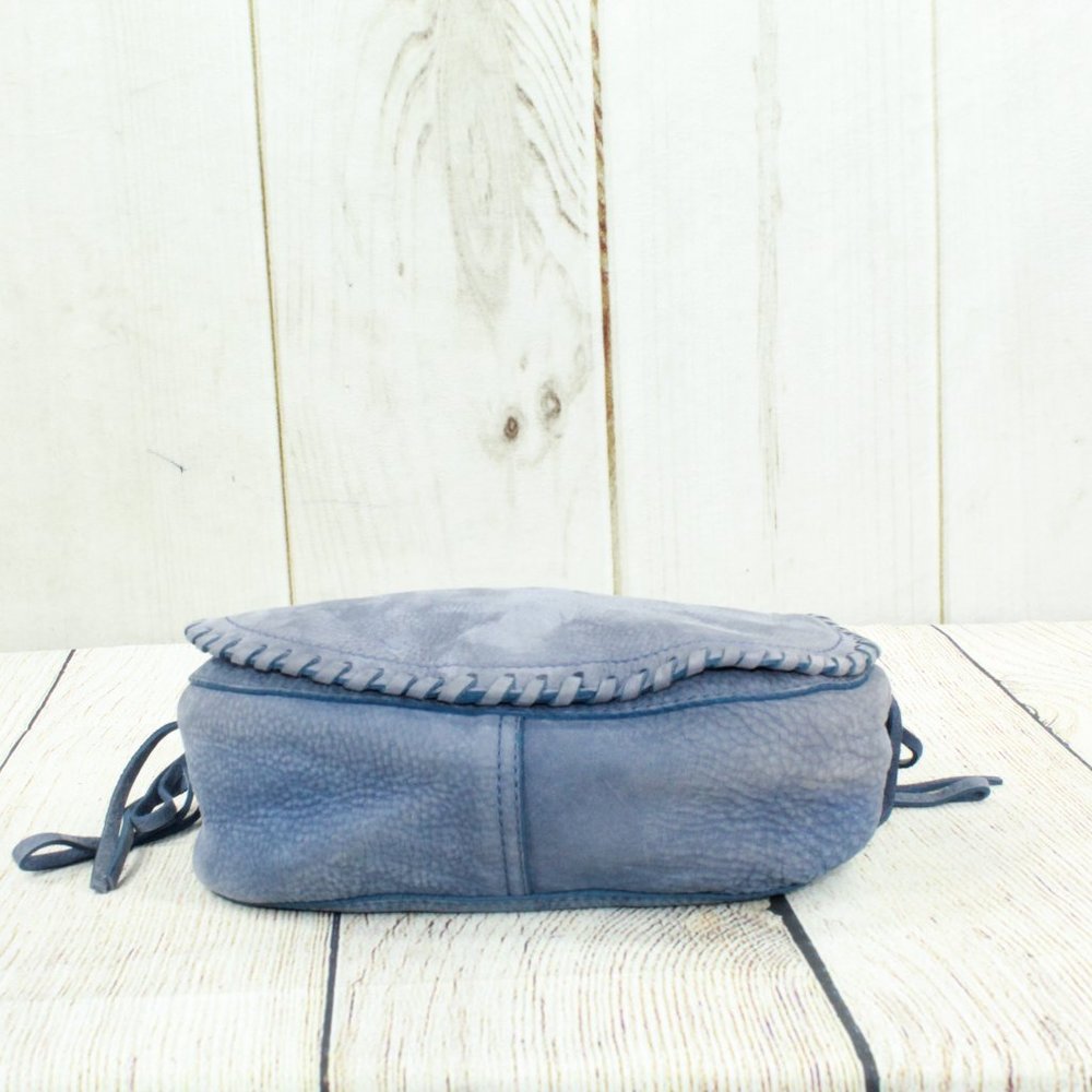 Cole Haan Blue Suede Flap Crossbody Purse Shoulder - Picture 7 of 11